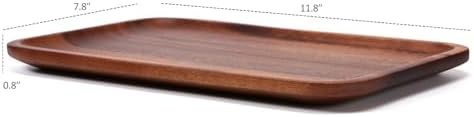 Serving Acacia Wood Valet Tray for Men Women, Catch All Acacia Mens Key Dump Bedside Nightstand Organizer EDC Decorative Wooden Tray for Phone Watch Wallet Keys Jewelry