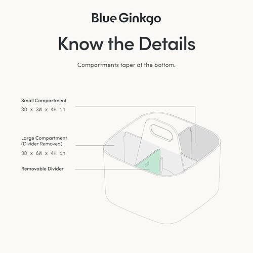 BLUE GINKGO Stackable Organizer Caddy, Square, White, Made in Korea