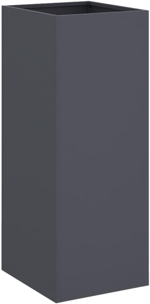 Modern Anthracite Metal Planter with Decorative Inlays, Durable Cold-Rolled Steel Construction for Indoor and Outdoor Use, Sleek Design with Efficient Drainage System