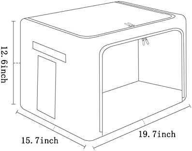 FHSQX 2 Pack Clothes Storage Bins Stackable Metal Frame Storage Box Large Capacity Foldable Linen Fabric Box Organizer with Carrying Handles and Clear Window (Light Gray, 19.7x 15.7x 12.6 Inch)