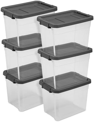 Sterilite Modular Stacker Box with Latching Lid, 30 Quart, 18-Pack