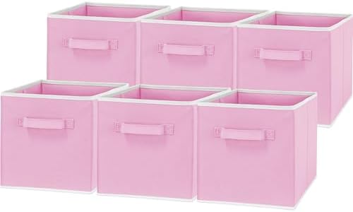 Simple Houseware 11-Inch Foldable Cube Storage Bins, Pink, 6-Pack