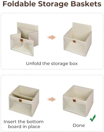 StorageWorks Fabric Storage Bins, Storage Basket, Brown and Beige, 3-Pack