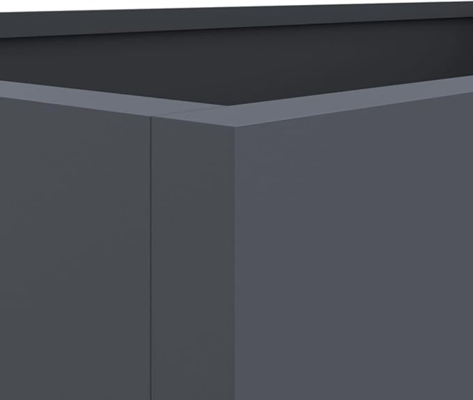 Anthracite Cold-Rolled Steel Planter with Decorative Inlays, Modern Rectangular Garden Planter for Outdoor Balcony Patio, Durable Powder-Coated Metal Flower Box, Stylish