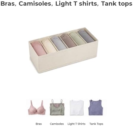 Linen Underwear Drawer Organizer, 18 Divided Cells, 3Pack