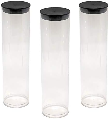 Prestige Import Group - 1.75" x 8" Transparent Clear Plastic (PETG) Storage Tubes with Black Lid - 5 Pack