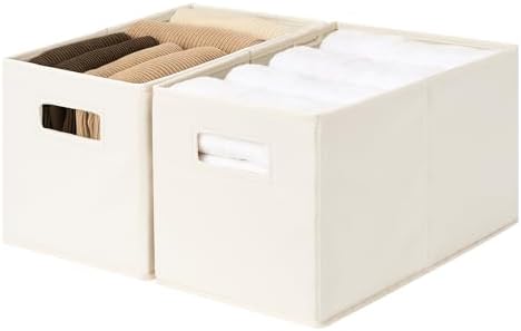 StorageWorks Fabric Storage Bins for Shelves, Medium, 2-Pack, Ivory