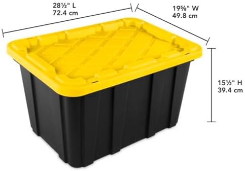 Sterilite Industrial Storage Tote with Lids for Garage, 27 Gallon, 16-Pack
