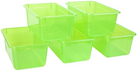 Storex Small Cubby Bin, 12.2 x 7.8 x 5.1 Inches, Candy Green, 5-Pack (62477U05C)