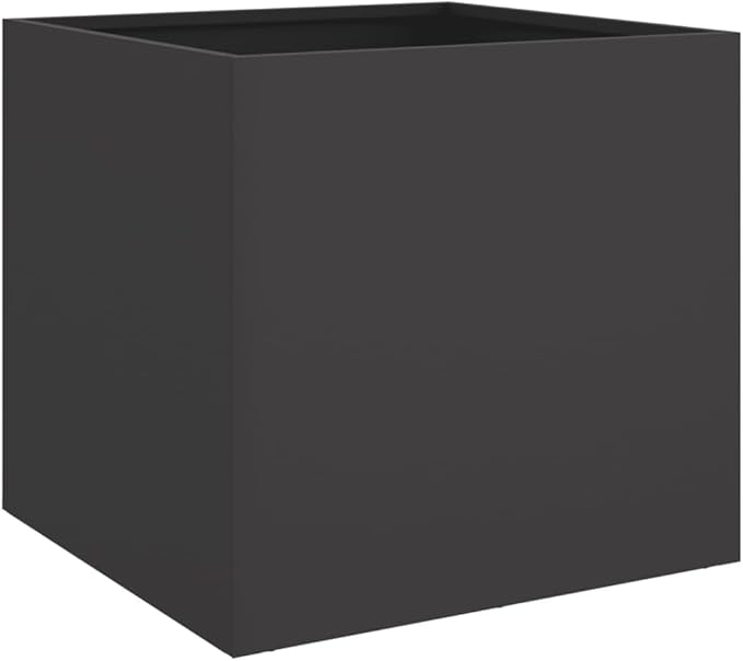 Modern Balcony Planter with Decorative Inlays, 4-Piece Black Cold-Rolled Steel Set for Indoor and Outdoor Plants, Sleek Design with Efficient Drainage System