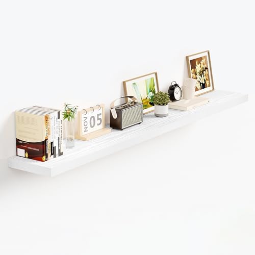 Vivelove Floating Shelves 9 inch Deep 48”Long Set of 1, White | Easy Install With Hardware, 1.5" Thick, Invisible Brackets, Wall Mounted, No Sagging, For Any Room