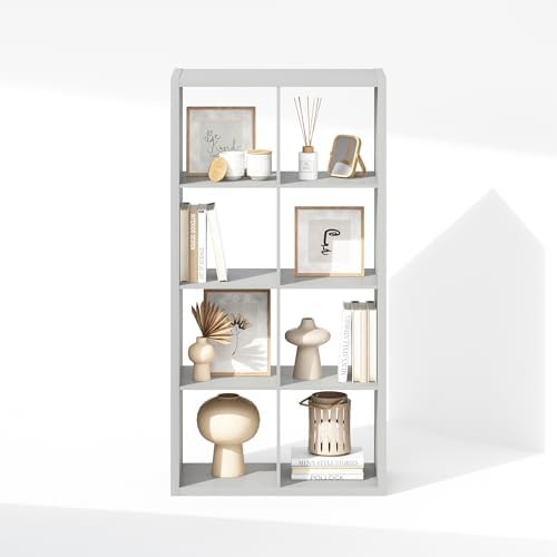 Furinno Simple 8-Cube Storage Organizer, Extra Thick Frame, Pale Grey