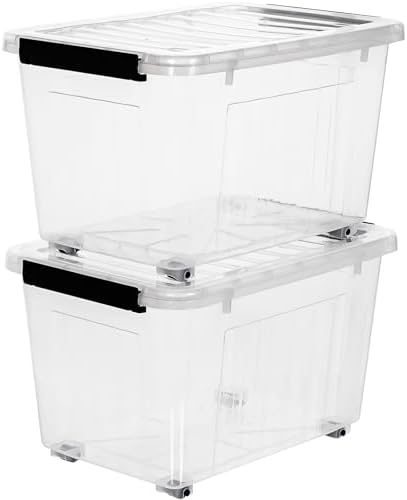 Citylife 54 Quart Large Clear Plastic Storage Bins with Lids 4-Pack