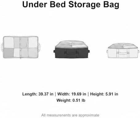 Under Bed Storage Bag with Handles Polyester Organizer for Quilts and Off-Season Clothes 39.4 x 19.7 x 5.9 Inches (1 PC)