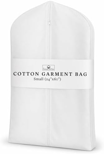 Premium 100% Cotton Cover – 60" Off-White Soft Fabric Suit Cover with YKK Zipper – Breathable, Washable, Dust-Proof Storage for Suits, Long Coats, Dresses, Jackets & Travel/Closet Use