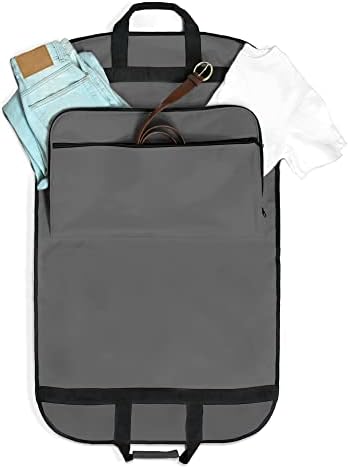 DALIX 39" Grey Business Garment Bag Pockets for Suits Dresses Clothing Foldable