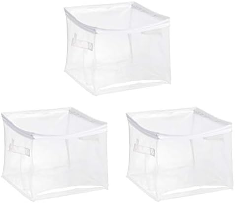 Amazon Basics Clear Zippered Storage Bags for Closet Organization, Stackable Clothing and Linen Storage Containers, 3-Pack