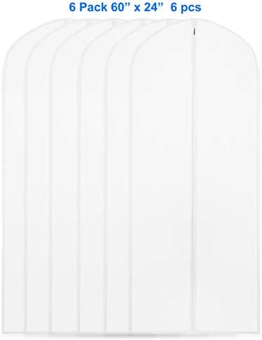 Simple Houseware 60-Inch Clear Garment Bags with Zipper, 6 Pack