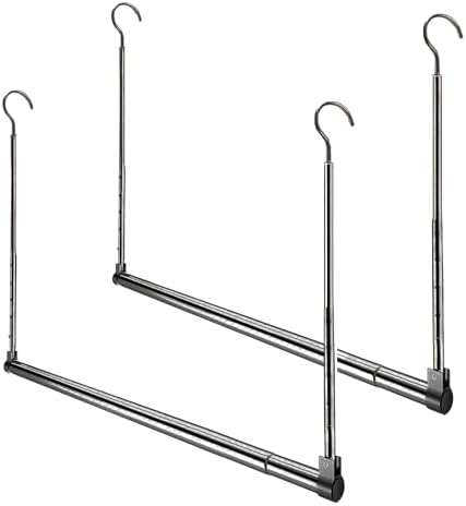 Adjustable Hanging Closet Rod, Extender Hanging Rod, Closet Hanging Organizer, Heavy Duty Closet Bar, Hanging Rod (Black, 2 Pack)