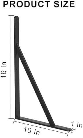 32 Pack L16 x H 10" Black Heavy Duty Shelf Brackets with Screws Metal Shelf Brackets Shelf Support Angle Brackets for Shelves L Brackets Heavy Duty Floating Shelf