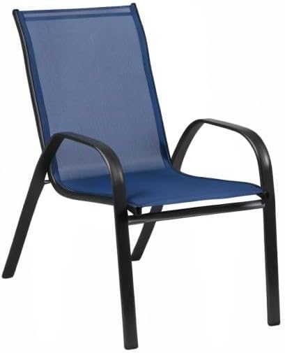 Flash Furniture Brazos Series Outdoor Stackable Patio Chairs with Flex Comfort Material, Stacking Outdoor Modern Sling Patio Chairs, Set of 4, Navy