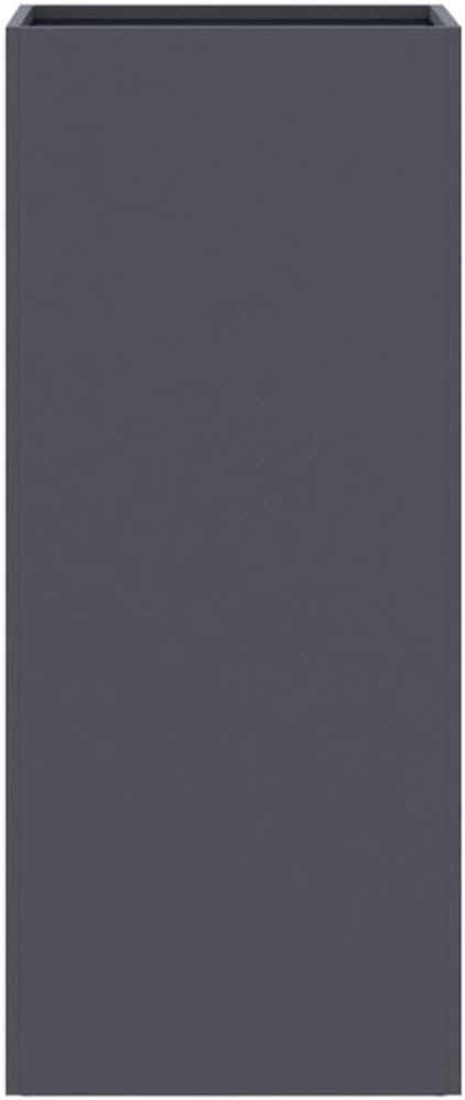 Modern Anthracite Metal Planter with Decorative Inlays, Durable Cold-Rolled Steel Construction for Indoor and Outdoor Use, Sleek Design with Efficient Drainage System