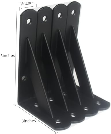 6 Pack L5 x H 3" Black Heavy Duty Shelf Brackets with Screws Metal Shelf Brackets Shelf Support Angle Brackets for Shelves L Brackets Heavy Duty Floating Shelf