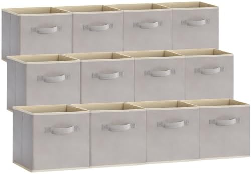 Lifewit Storage Cubes, 13 Inch Organizer Bins, 36L Light Gray, 12 Packs