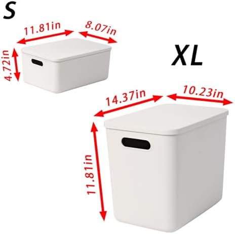 10 pack large plastic White storage bins with Lids, Toy Box Chest with Handle，Organizer Containers Baskets for Baby,Nursery，Shelves，Playroom, Bedroom，Office,Closet，home (White, 5XL+5S)