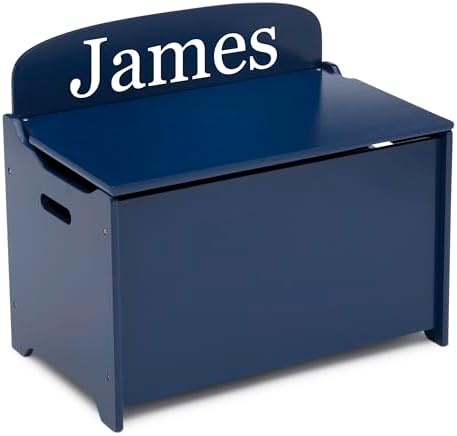 Delta Children Personalized MySize Deluxe Toy Box, Deep Blue