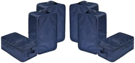Travel Shoe Bags, Foldable Waterproof Shoe Pouches Organizer-Double Layer (6 Navy Shoe Bags)