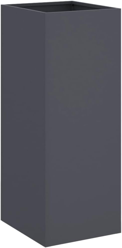 Modern Anthracite Metal Planter with Decorative Inlays, Durable Cold-Rolled Steel Construction for Indoor and Outdoor Use, Sleek Design with Efficient Drainage System