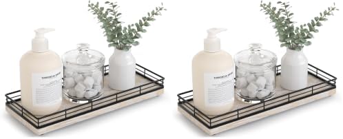Bathroom Tray for Counter Top Organizer, Ash Wood Vanity Tray (Pack of 2)