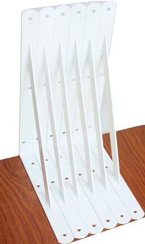 6 Pack L11 x H 8" White Heavy Duty Shelf Brackets with Screws Metal Shelf Brackets Shelf Support Angle Brackets for Shelves L Brackets Heavy Duty Floating Shelf