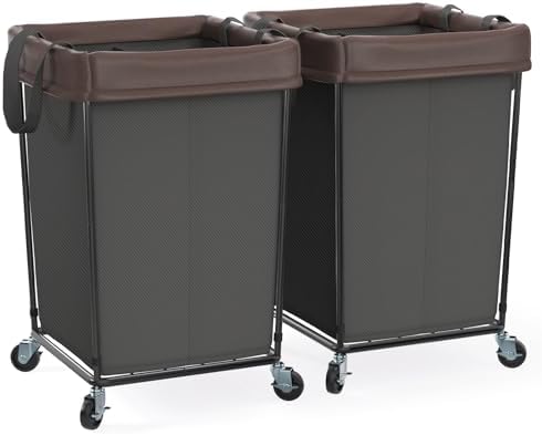 Rolling Laundry Basket with Wheels, Rolling Laundry Hamper with Wheels 2PK