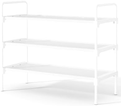 Kitsure Shoe Rack for Closet, Shoe Storage, 27.6" Wide - 3 Tiers, White