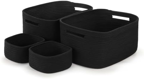 4 Pack Storage Baskets for Shelves, 17"x13"x7.5" & 7"x7"x3.5"