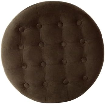 HomePop 19" Velvet Button Tufted Round Storage Ottoman - Brown Velvet