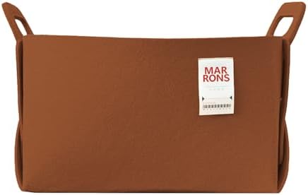 Collapsible Felt BROWN Storage Bin Large 14.6"x9.4"x9.4" – Foldable Basket with Handles for Closet, Laundry Room Organization, Toy Storage, Decorative Storage Bins for Shelves, Nursery Storage