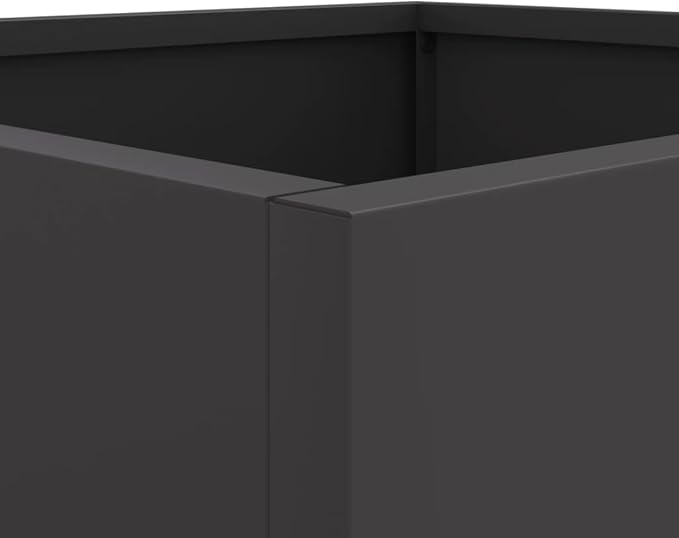 Modern Balcony Planter with Decorative Inlays, 4-Piece Black Cold-Rolled Steel Set for Indoor and Outdoor Plants, Sleek Design with Efficient Drainage System