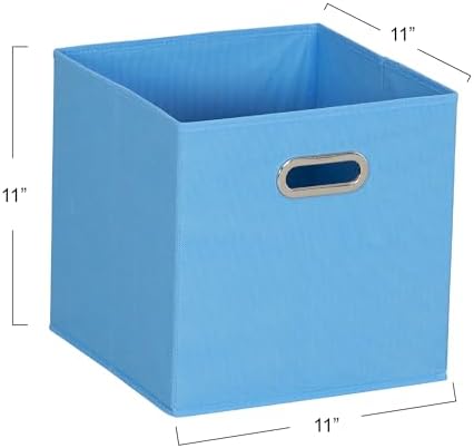 Household Essentials 6 ct Open Fabric Cube Storage Bins, Carolina Blue