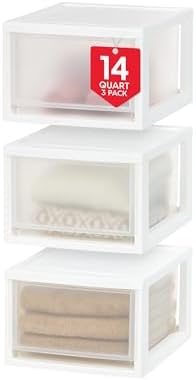 IRIS USA 3-Pack, 14.5 Qt. Stacking Drawer Storage Organizer, White
