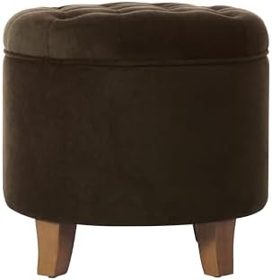 HomePop 19" Velvet Button Tufted Round Storage Ottoman - Brown Velvet