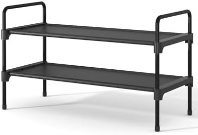 Kitsure Shoe Rack for Closet, Shoe Storage, 27.6" Wide - 2 Tiers, Black
