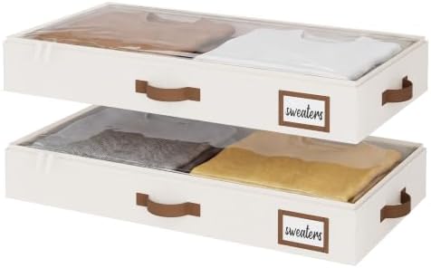 StorageWorks 4 Inch Low Profile Under Bed Storage Containers with Clear Lid