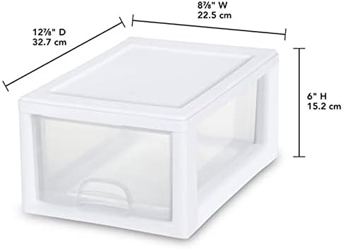 Sterilite Stacking Drawer Storage Organizer for Clothes, 6 Quart, 12-Pack