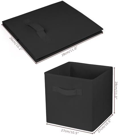 2 Pcs Storage Cubes, 10.5 Inch Collapsible Storage Bins, Fabric Foldable Bins for Organization, Durable Storage Bins for Closet, Shelves, Offices (Black)