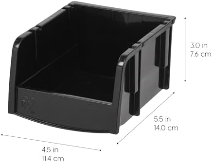 IRIS USA 15-Pack, Extra Small Stackable Storage Bins, Black
