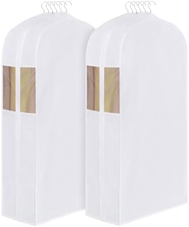Univivi 50 Inch Cotton Hanging Garment Bags for Storage 2 Pack, White