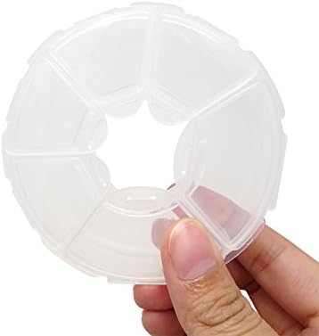 Honbay 2PCS 6 Compartment Round Shape Clear Small Plastic Storage Box Pill & Jewelry Organizer for Travel or Daily Use